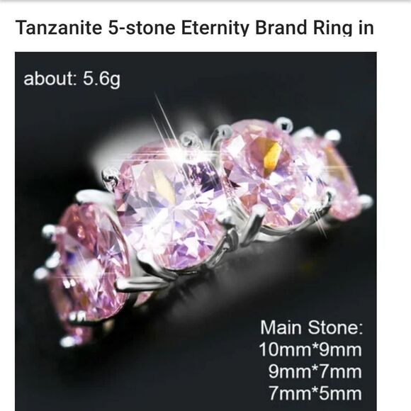 New 5 Stone Tanzanite Ring - Picture 4 of 4